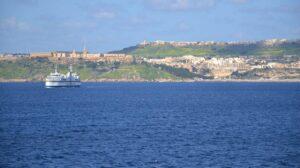 Gozo in the distance as seen from a ferry