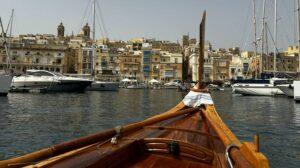 The inside and tip of a Maltese Water Taxi