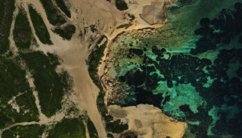 a aerial view of a beach